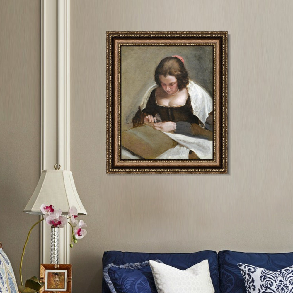 INVIN ART Framed Canvas Art Giclee Print the needlewoman by the Christian Soul by Diego Velazquez Wall Art