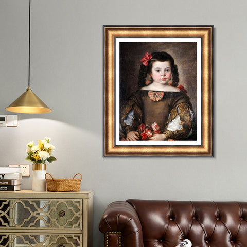 INVIN ART Framed Canvas Art Giclee Print Mona nina by the Christian Soul by Diego Velazquez Wall Art Living Room Home Office Decorations