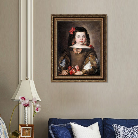 INVIN ART Framed Canvas Art Giclee Print Mona nina by the Christian Soul by Diego Velazquez Wall Art Living Room Home Office Decorations