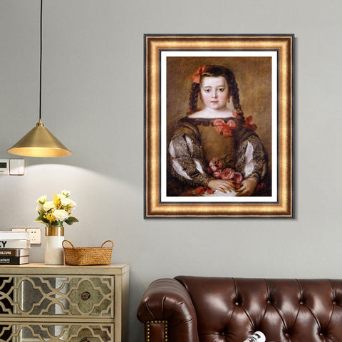 INVIN ART Framed Canvas Art Giclee Print Mona nina2 by the Christian Soul by Diego Velazquez Wall Art Living Room Home Office Decorations