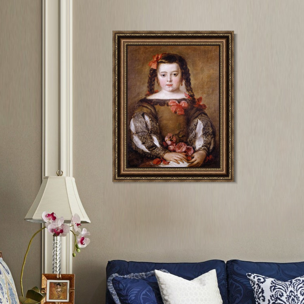 INVIN ART Framed Canvas Art Giclee Print Mona nina2 by the Christian Soul by Diego Velazquez Wall Art