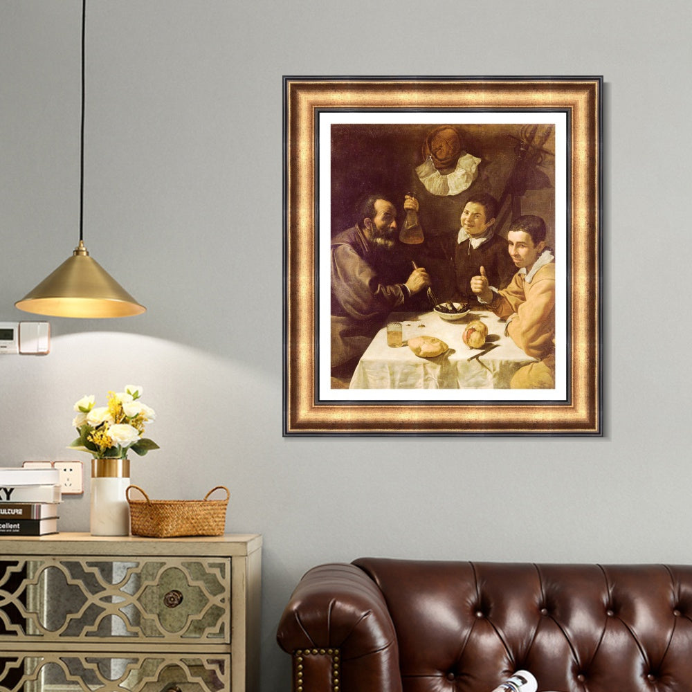 INVIN ART Framed Canvas Art Giclee Print Breakfast by the Christian Soul by Diego Velazquez Wall Art
