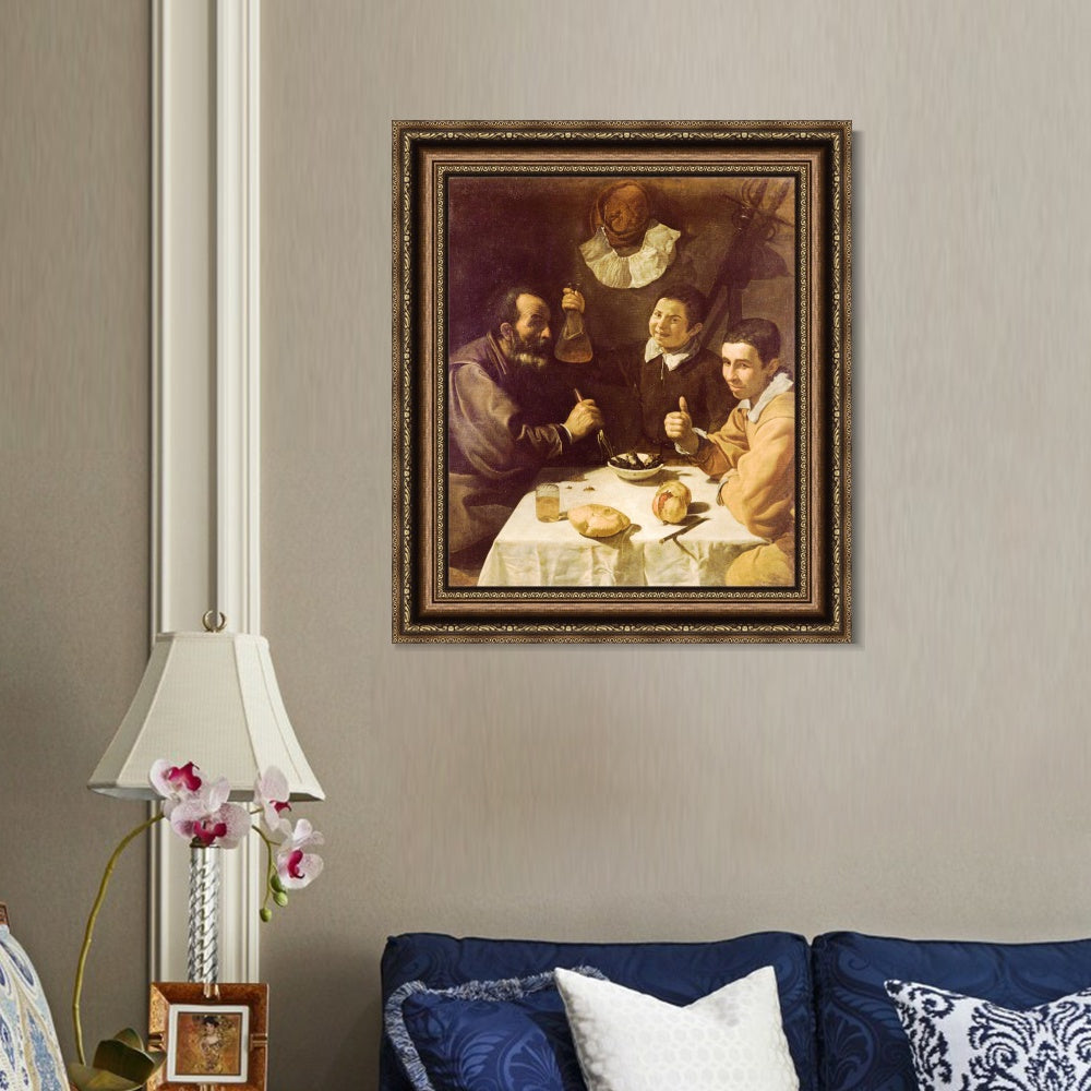 INVIN ART Framed Canvas Art Giclee Print Breakfast by the Christian Soul by Diego Velazquez Wall Art