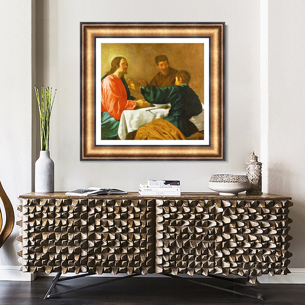 INVIN ART Framed Canvas Art Giclee Print The Supper at Emmaus by the Christian Soul by Diego Velazquez Wall Art