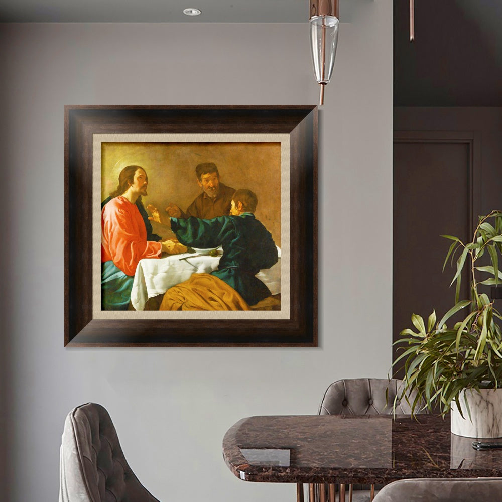INVIN ART Framed Canvas Art Giclee Print The Supper at Emmaus by the Christian Soul by Diego Velazquez Wall Art
