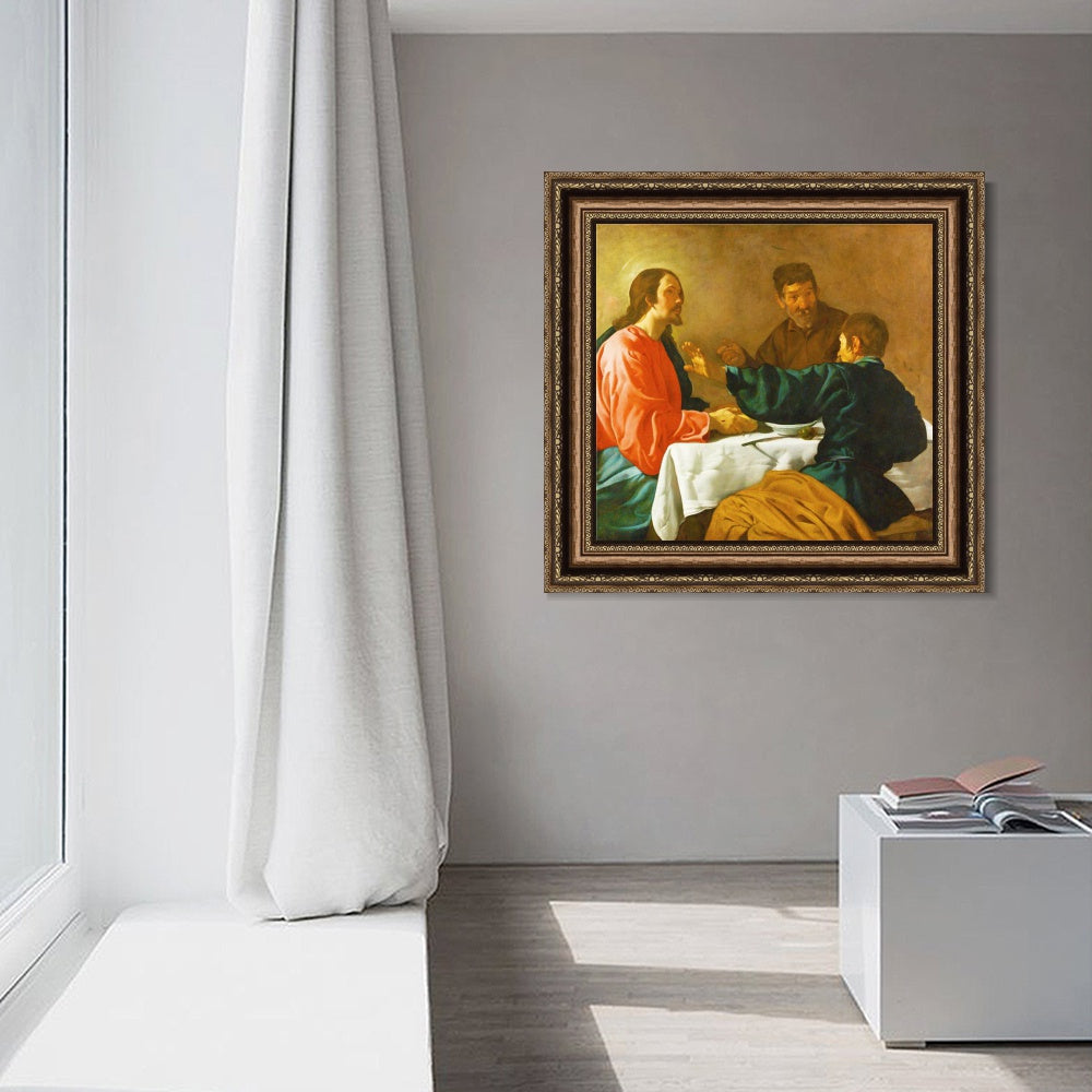 INVIN ART Framed Canvas Art Giclee Print The Supper at Emmaus by the Christian Soul by Diego Velazquez Wall Art