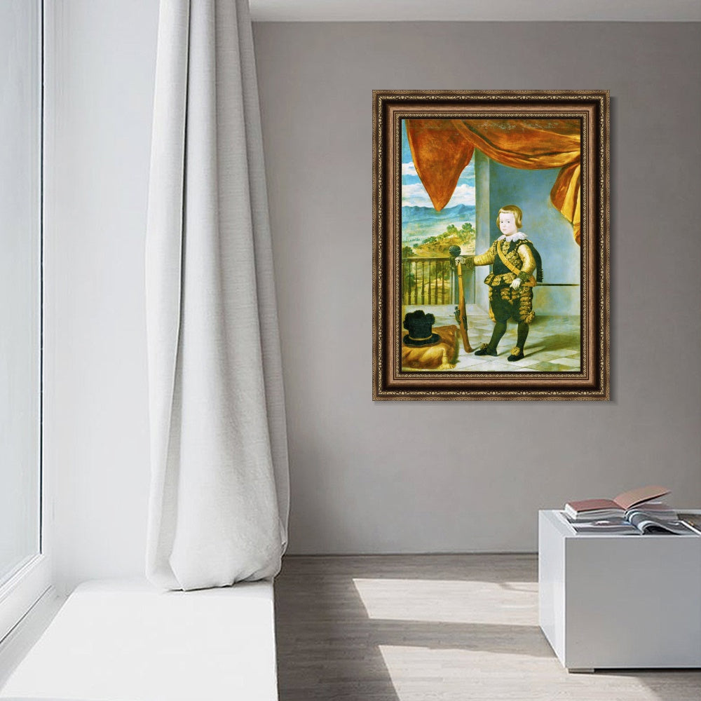 INVIN ART Framed Canvas Art Giclee Print Prince Baltasar Carlos by the Christian Soul by Diego Velazquez Wall Art