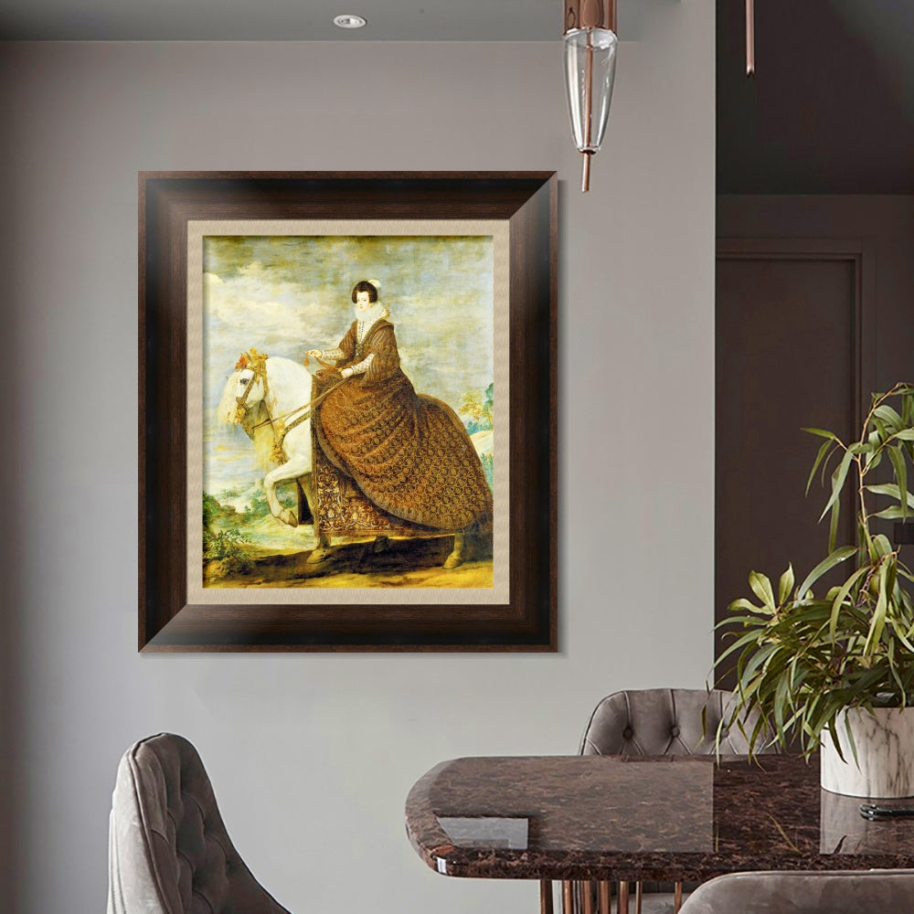 INVIN ART Framed Canvas Art Giclee Print Queen Elizabeth of Bourbon, on horseback by the Christian Soul by Diego Velazquez Wall Art Living Decorations