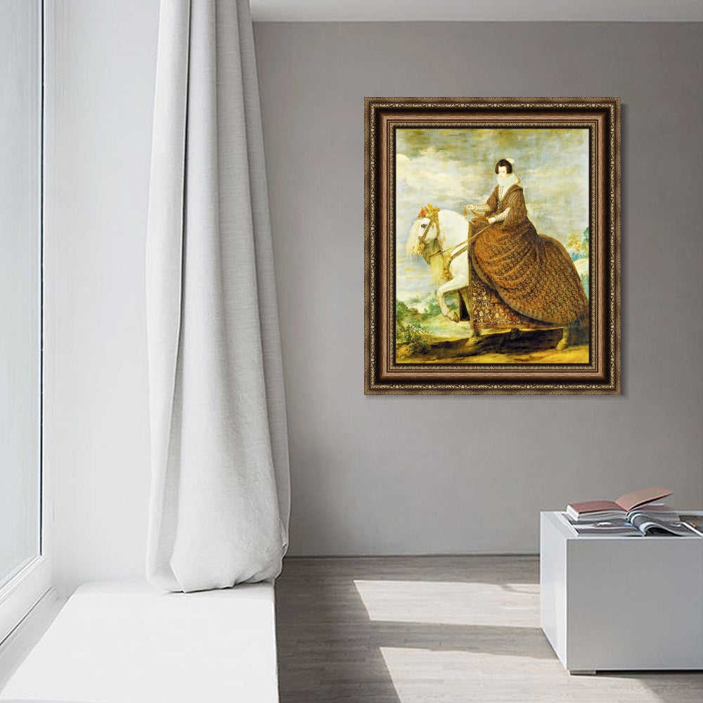 INVIN ART Framed Canvas Art Giclee Print Queen Elizabeth of Bourbon, on horseback by the Christian Soul by Diego Velazquez Wall Art Living Decorations
