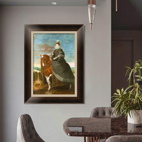 INVIN ART Framed Canvas Art Giclee Print Prince Queen Margaret of Austria, on horseback by the Christian Soul by Diego Velazquez Wall Art Decorations