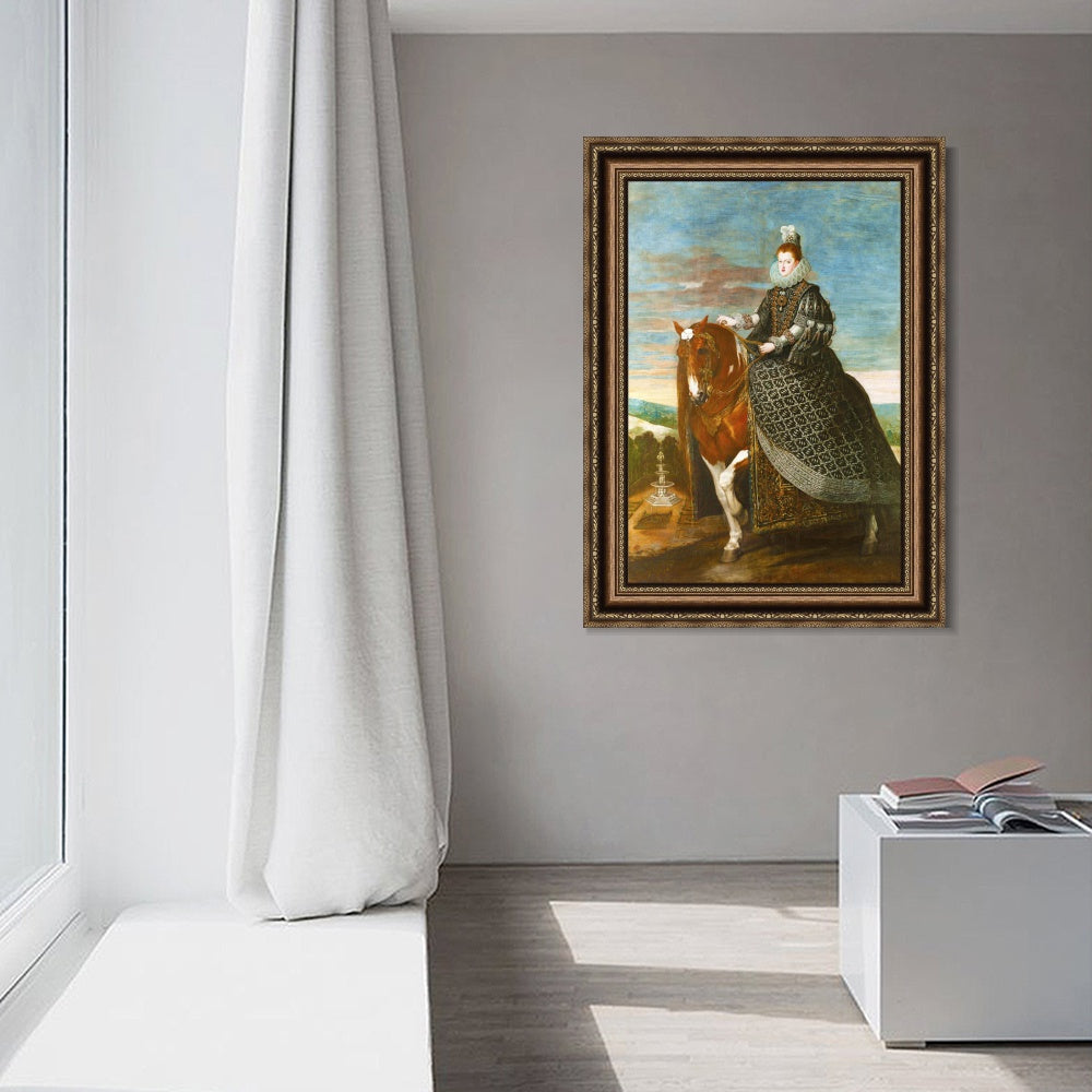 INVIN ART Framed Canvas Art Giclee Print Prince Queen Margaret of Austria, on horseback by the Christian Soul by Diego Velazquez Wall Art Decorations