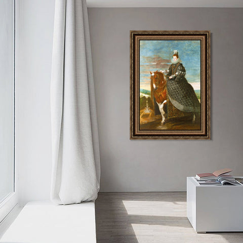 INVIN ART Framed Canvas Art Giclee Print Prince Queen Margaret of Austria, on horseback by the Christian Soul by Diego Velazquez Wall Art Decorations