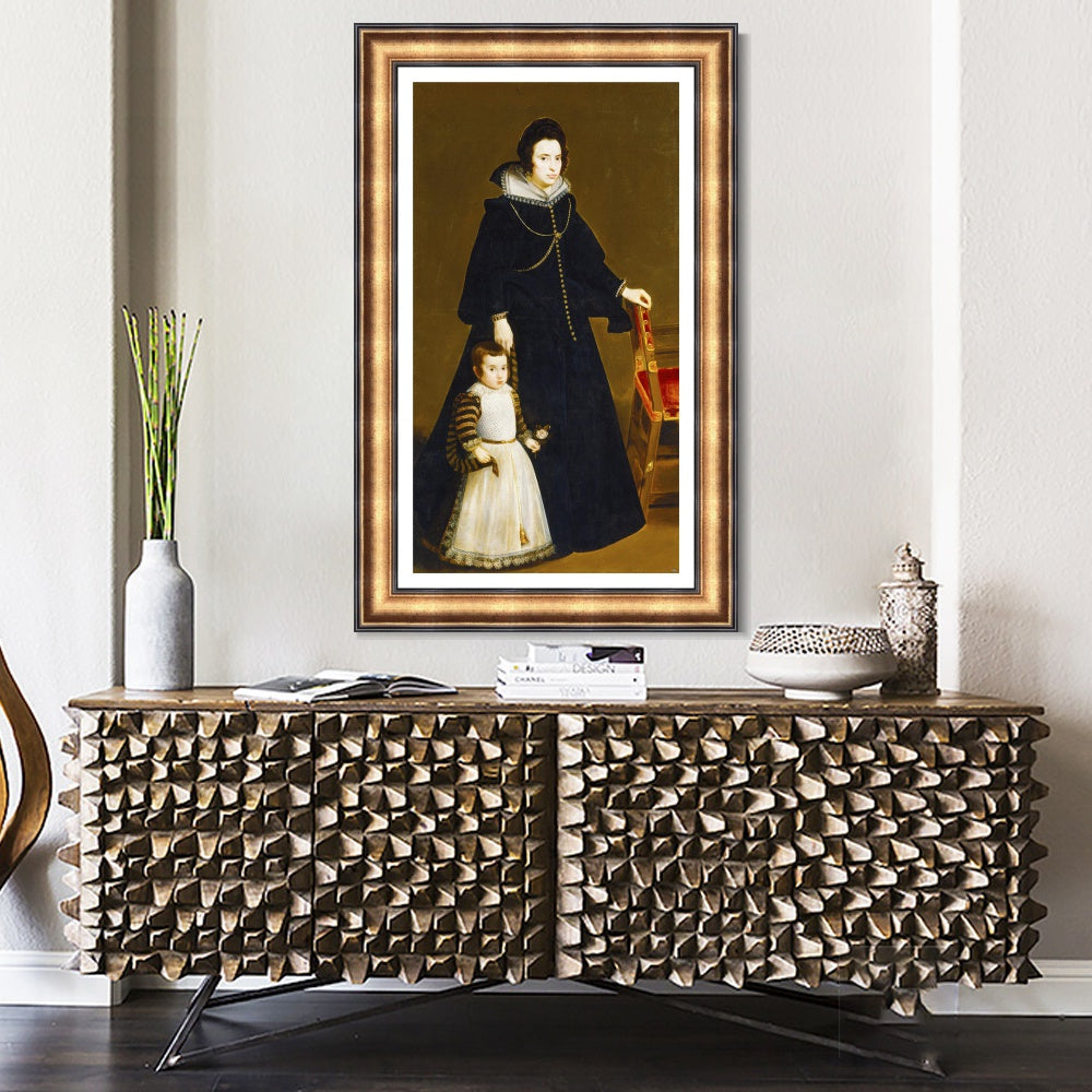 INVIN ART Framed Canvas Art Giclee Print Antonia de Ipenarrieta y Galdos and her son Don Luis by Diego Velazquez Wall Art Living Decorations