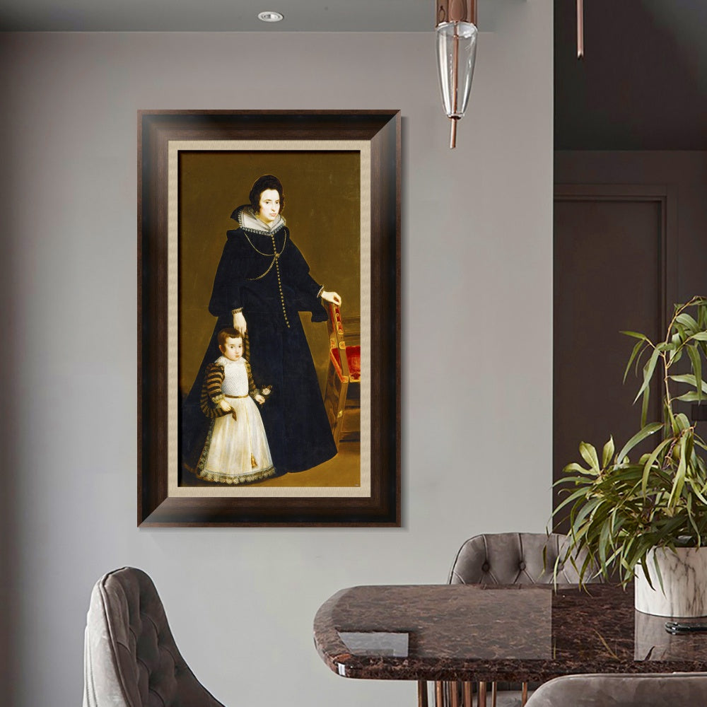 INVIN ART Framed Canvas Art Giclee Print Antonia de Ipenarrieta y Galdos and her son Don Luis by Diego Velazquez Wall Art Living Decorations