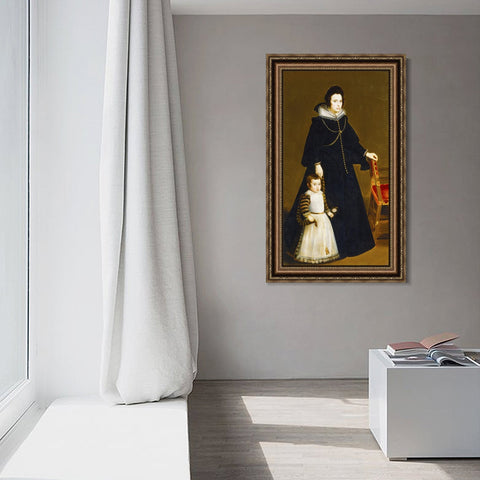 INVIN ART Framed Canvas Art Giclee Print Antonia de Ipenarrieta y Galdos and her son Don Luis by Diego Velazquez Wall Art Living Decorations