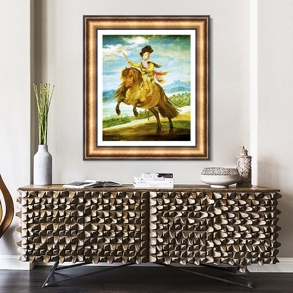 INVIN ART Framed Canvas Art Giclee Print Prince Baltasar Carlos, on horseback by the Christian Soul by Diego Velazquez Wall Art Living Decorations
