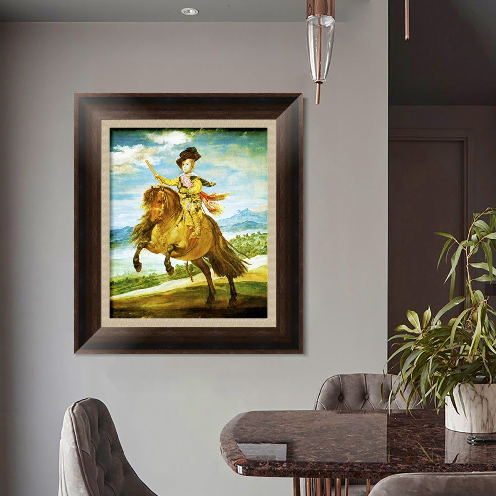 INVIN ART Framed Canvas Art Giclee Print Prince Baltasar Carlos, on horseback by the Christian Soul by Diego Velazquez Wall Art Living Decorations