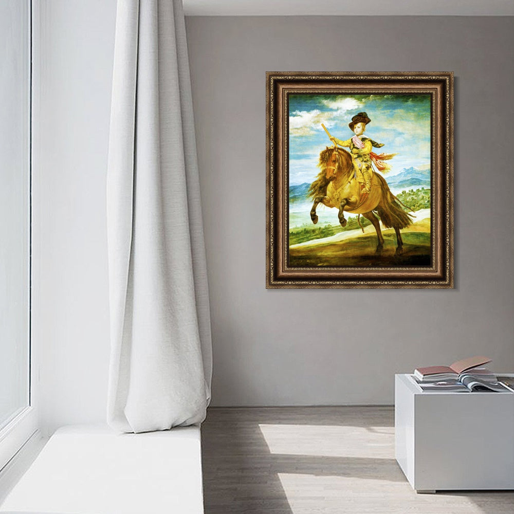 INVIN ART Framed Canvas Art Giclee Print Prince Baltasar Carlos, on horseback by the Christian Soul by Diego Velazquez Wall Art Living Decorations