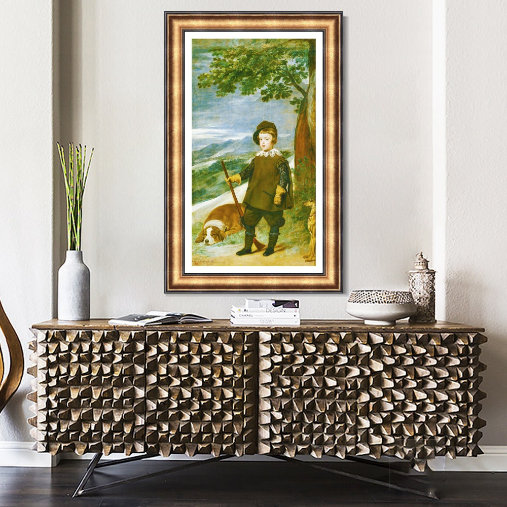 INVIN ART Framed Canvas Art Giclee Print Prince Baltasar Carlos as a Hunter by Diego Velazquez Wall Art