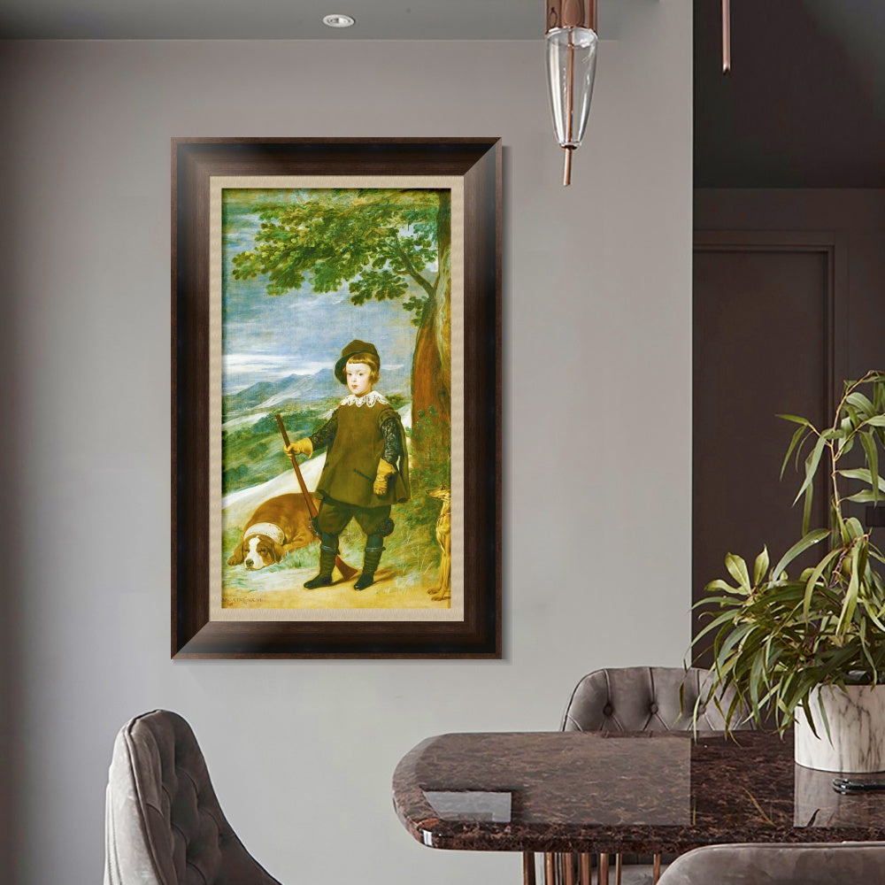 INVIN ART Framed Canvas Art Giclee Print Prince Baltasar Carlos as a Hunter by Diego Velazquez Wall Art