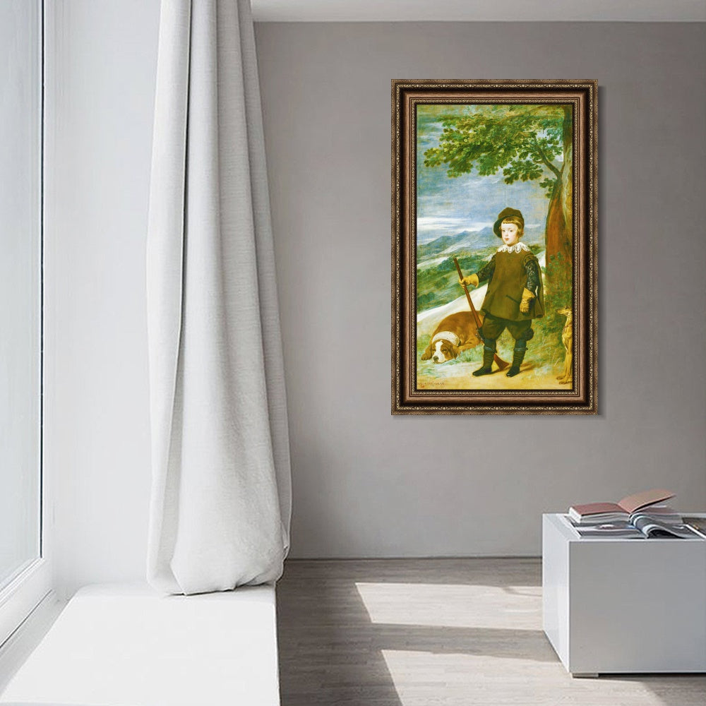 INVIN ART Framed Canvas Art Giclee Print Prince Baltasar Carlos as a Hunter by Diego Velazquez Wall Art