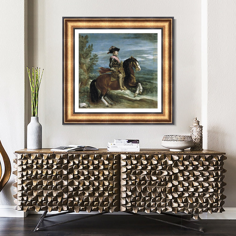 INVIN ART Framed Canvas Art Giclee Print Felipe IV, on horseback by the Christian Soul by Diego Velazquez Wall Art
