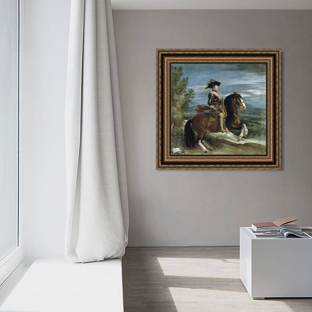 INVIN ART Framed Canvas Art Giclee Print Felipe IV, on horseback by the Christian Soul by Diego Velazquez Wall Art