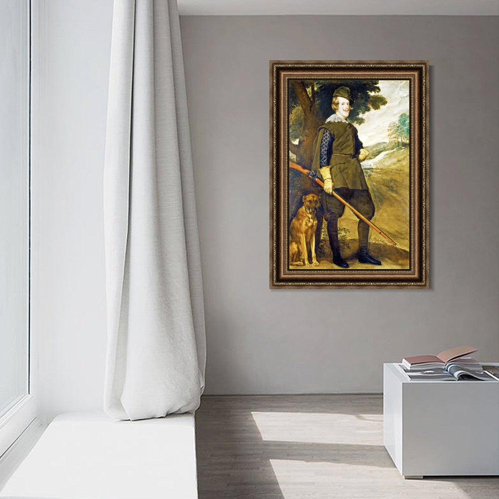 INVIN ART Framed Canvas Art Giclee Print Prince Felipe IV, hunter by the Christian Soul by Diego Velazquez Wall Art