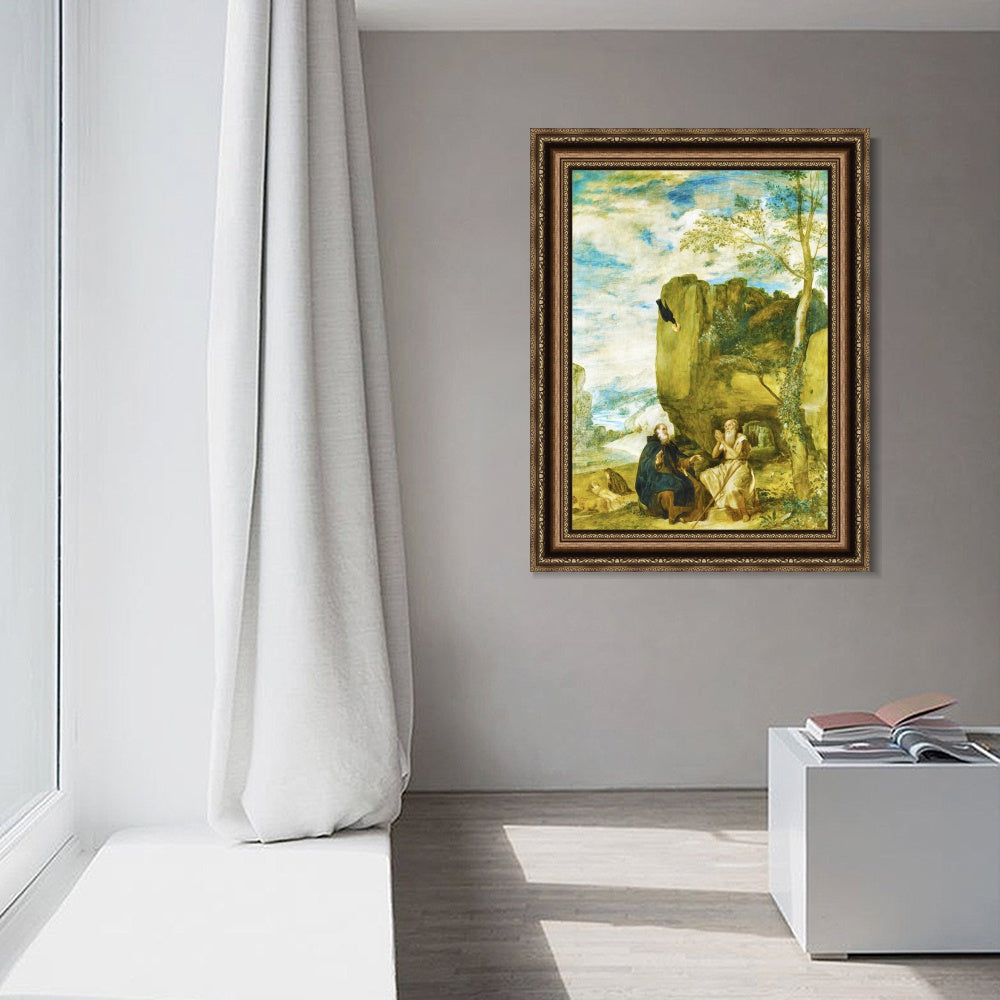 INVIN ART Framed Canvas Art Giclee Print Prince Saint Paul, first hermit by the Christian Soul by Diego Velazquez Wall Art Living Decorations