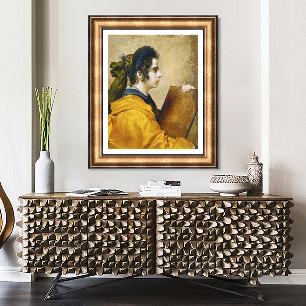 INVIN ART Framed Canvas Art Giclee Print A sibyl (Juana Pacheco) by the Christian Soul by Diego Velazquez Wall Art