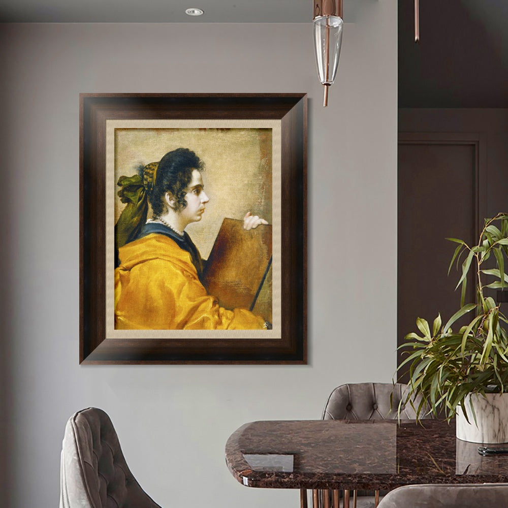 INVIN ART Framed Canvas Art Giclee Print A sibyl (Juana Pacheco) by the Christian Soul by Diego Velazquez Wall Art