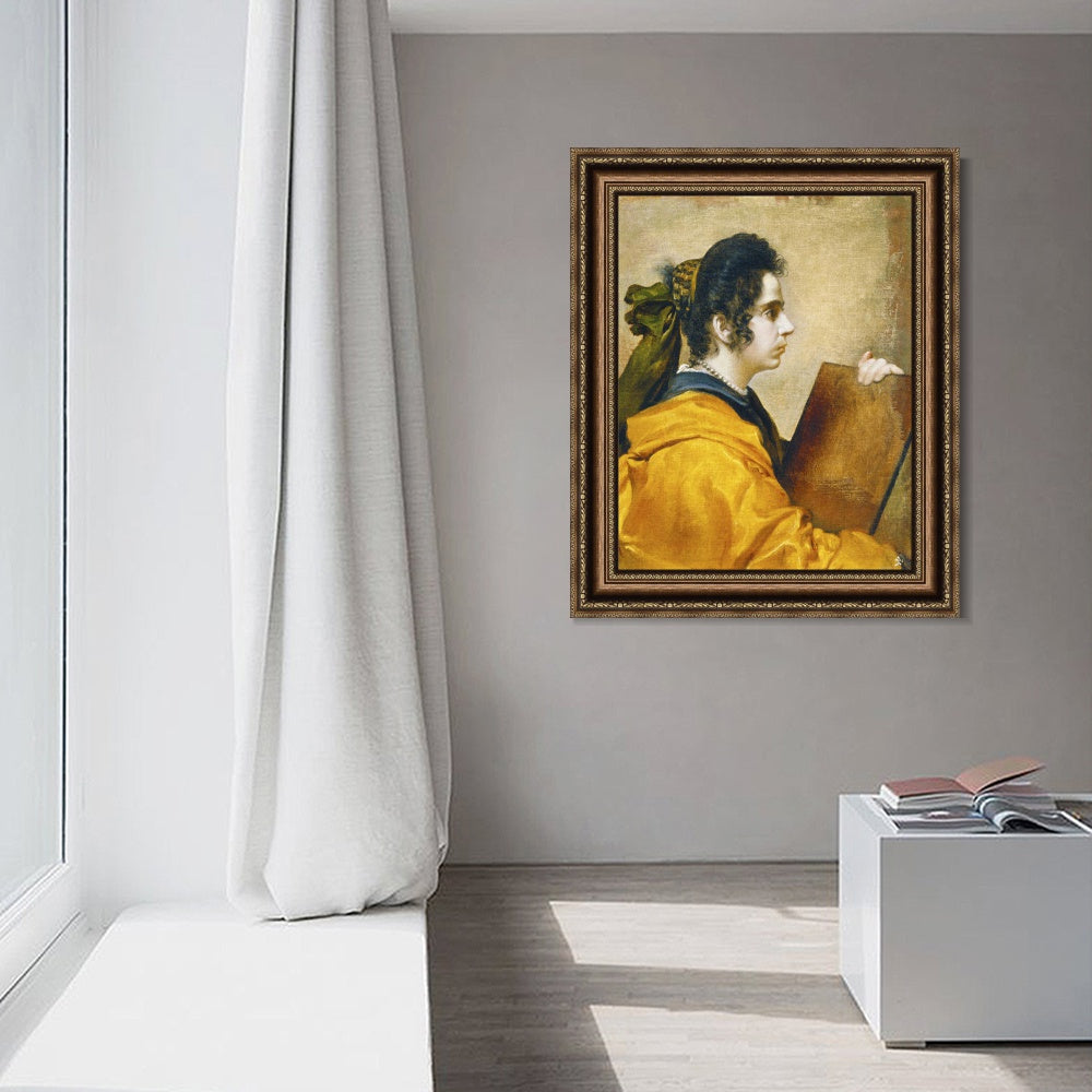 INVIN ART Framed Canvas Art Giclee Print A sibyl (Juana Pacheco) by the Christian Soul by Diego Velazquez Wall Art
