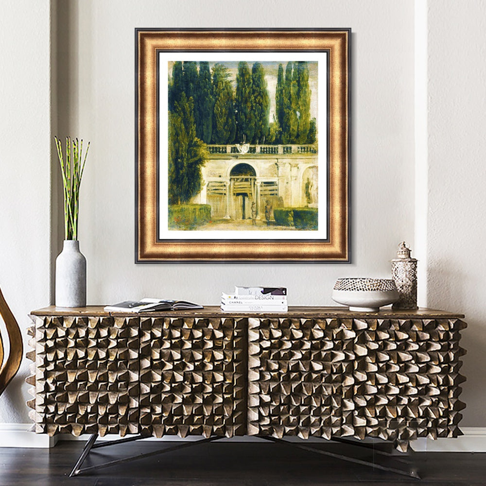 INVIN ART Framed Canvas Art Giclee Print The Medici Gardens in Rome by the Christian Soul by Diego Velazquez Wall Art