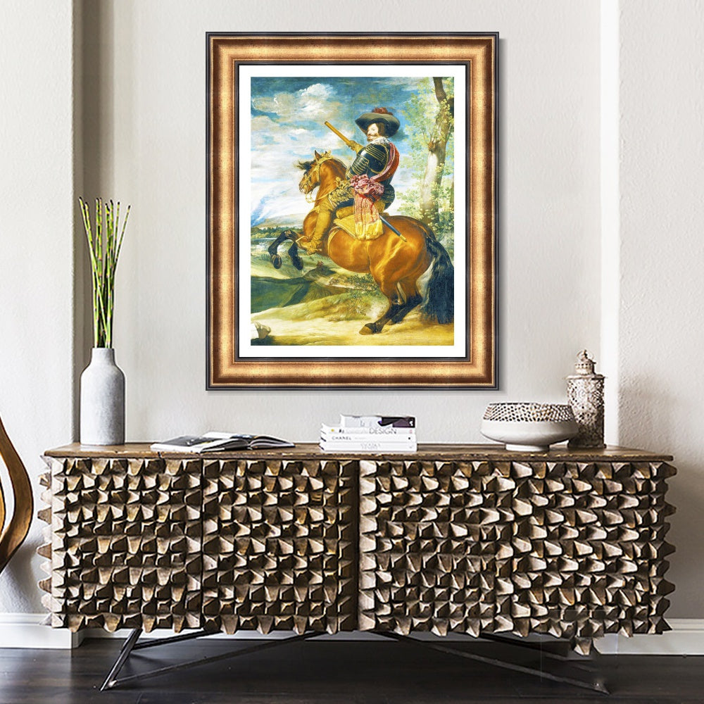 INVIN ART Framed Canvas Art Giclee Print the Count Duke of Olivares on Horseback by the Christian Soul by Diego Velazquez Wall Art Living Decorations