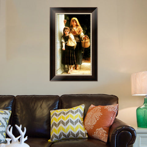 INVIN ART Framed Canvas Art Giclee Print Little Beggars by William Adolphe Bouguereau Wall Art Living Room Home Office Decorations