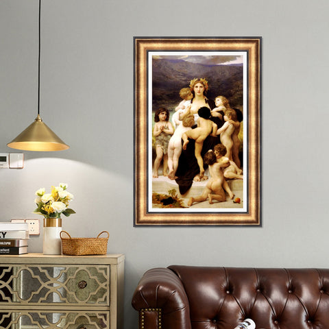 INVIN ART Framed Canvas Art Giclee Print Angle by William Adolphe Bouguereau Wall Art Living Room Home Office Decorations
