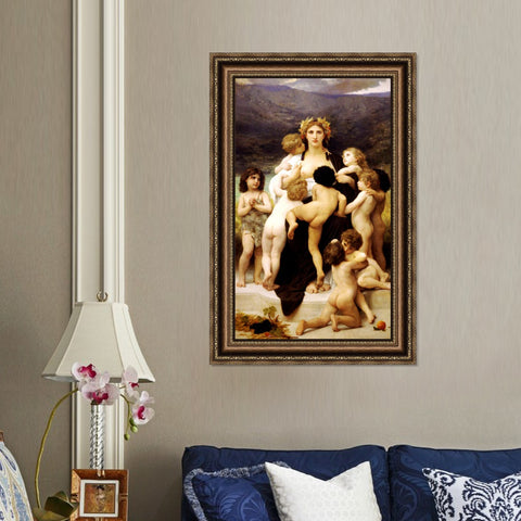 INVIN ART Framed Canvas Art Giclee Print Angle by William Adolphe Bouguereau Wall Art Living Room Home Office Decorations