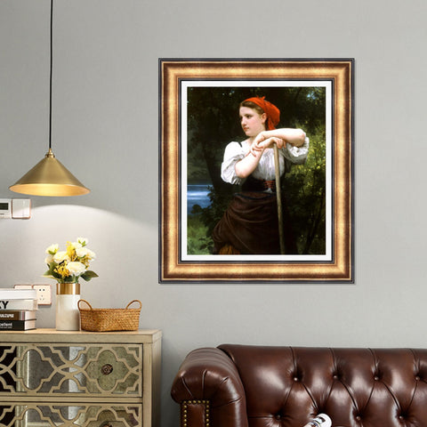 INVIN ART Framed Canvas Art Giclee Print The Haymaker (1869) by William Adolphe Bouguereau Wall Art Living Room Home Office Decorations