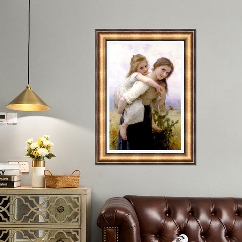 INVIN ART Framed Canvas Art Giclee Print Not Too Much To Carry by William Adolphe Bouguereau Wall Art Living Room Home Office Decorations