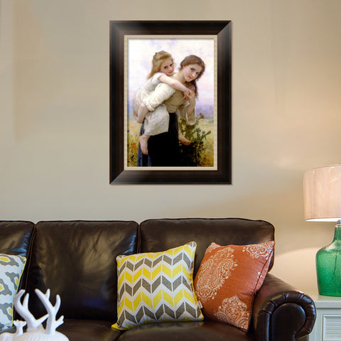 INVIN ART Framed Canvas Art Giclee Print Not Too Much To Carry by William Adolphe Bouguereau Wall Art Living Room Home Office Decorations