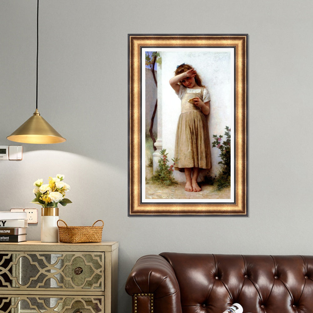 INVIN ART Framed Canvas Art Giclee Print In Penitence by William Adolphe Bouguereau Wall Art Living Room Home Office Decorations