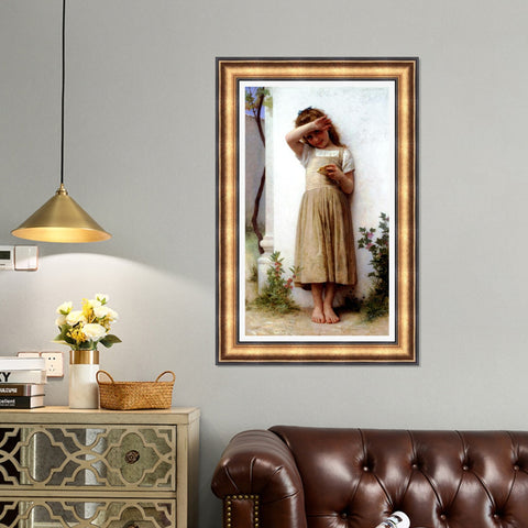 INVIN ART Framed Canvas Art Giclee Print In Penitence by William Adolphe Bouguereau Wall Art Living Room Home Office Decorations