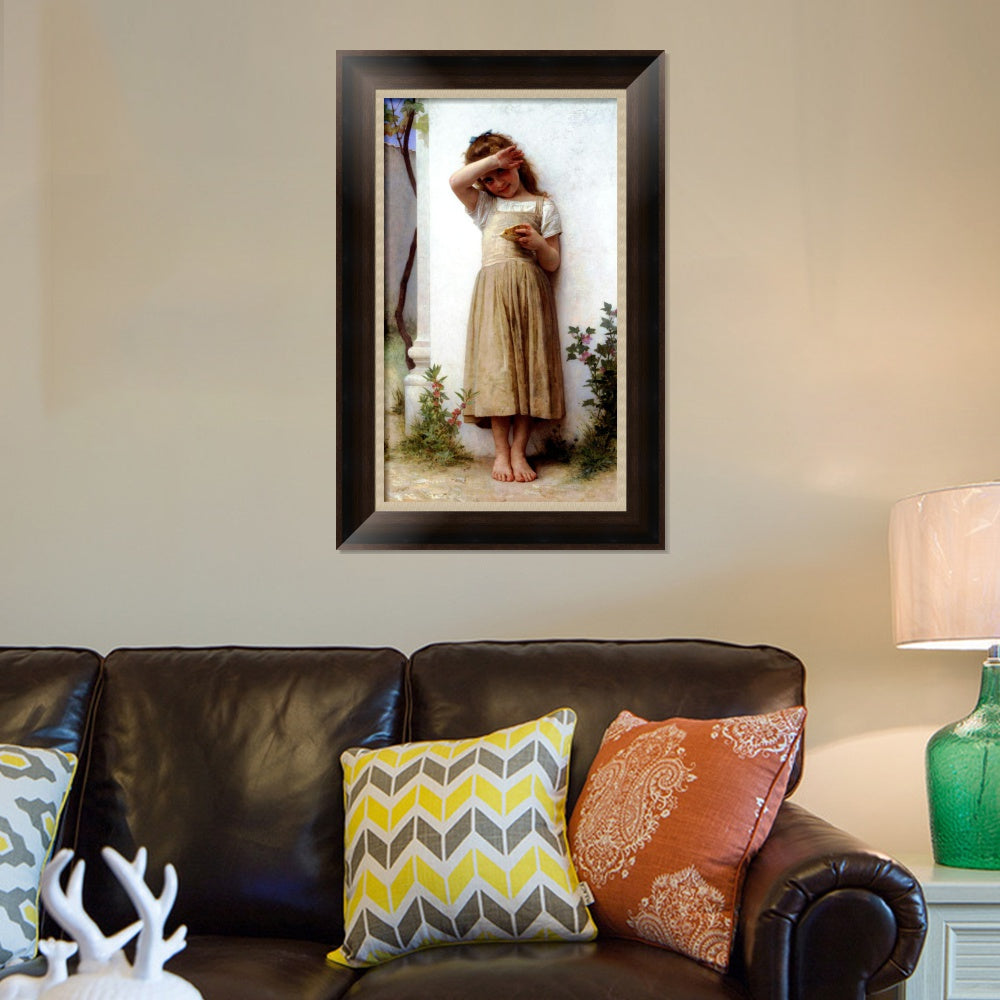 INVIN ART Framed Canvas Art Giclee Print In Penitence by William Adolphe Bouguereau Wall Art Living Room Home Office Decorations