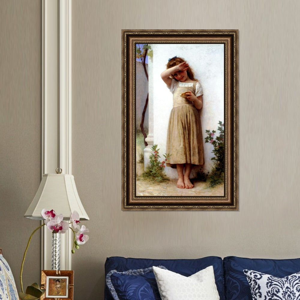 INVIN ART Framed Canvas Art Giclee Print In Penitence by William Adolphe Bouguereau Wall Art Living Room Home Office Decorations