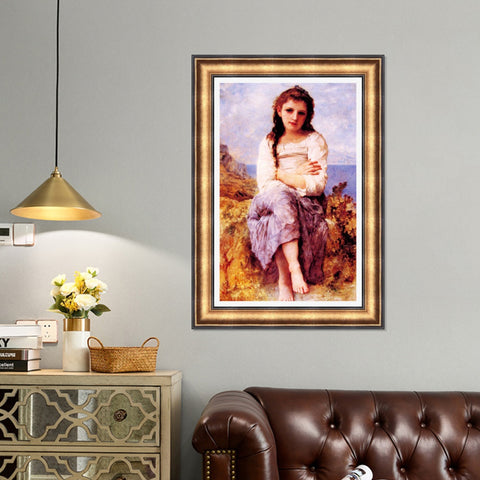 INVIN ART Framed Canvas Art Giclee Print Far Niente by William Adolphe Bouguereau Wall Art Living Room Home Office Decorations