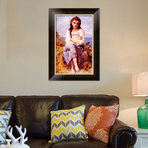 INVIN ART Framed Canvas Art Giclee Print Far Niente by William Adolphe Bouguereau Wall Art Living Room Home Office Decorations