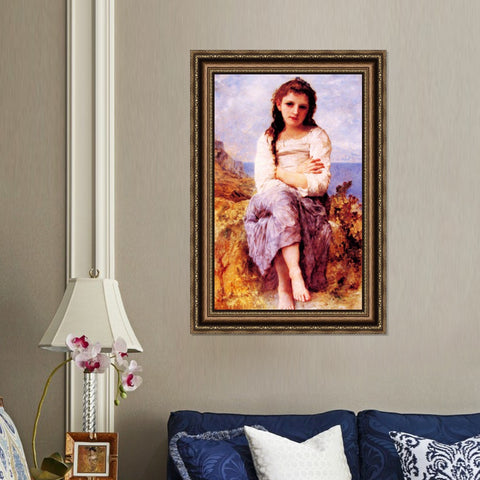 INVIN ART Framed Canvas Art Giclee Print Far Niente by William Adolphe Bouguereau Wall Art Living Room Home Office Decorations
