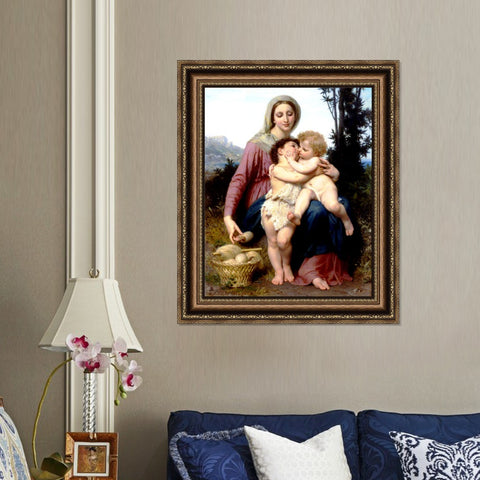 INVIN ART Framed Canvas Art Giclee Print The Holy Family by William Adolphe Bouguereau Wall Art Living Room Home Office Decorations