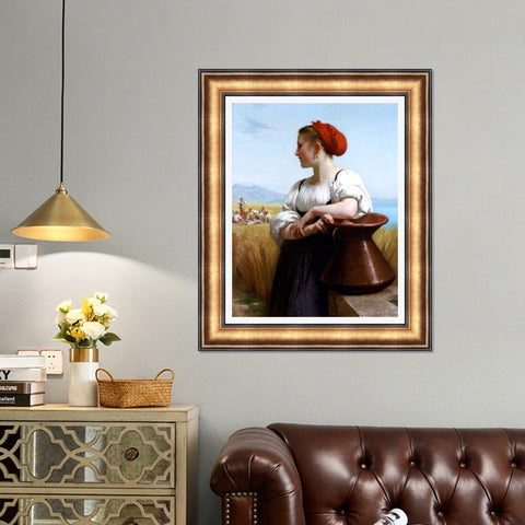 INVIN ART Framed Canvas Art Giclee Print The Harvester/Moissoneuse by William Adolphe Bouguereau Wall Art Living Room Home Office Decorations