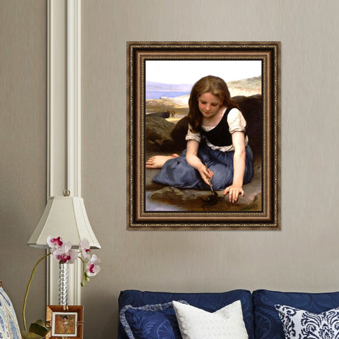 INVIN ART Framed Canvas Art Giclee Print The Crab by William Adolphe Bouguereau Wall Art Living Room Home Office Decorations